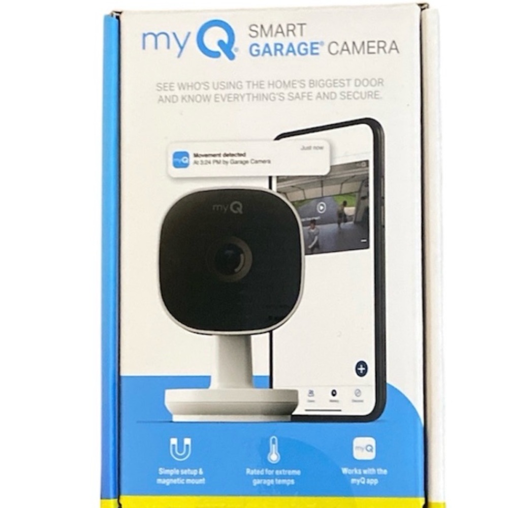 myQ Smart Garage Security Camera – 1080p HD Video, Night Vision, Motion (Sealed)